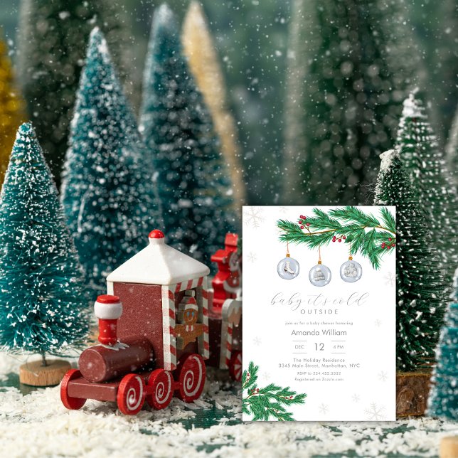 Invitación Elegant Winter Clothes Ornaments Baby Shower (Elegant Winter Clothes Ornaments Baby Shower Invitation)