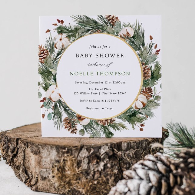 Invitación Elegant Winter Evergreen Bridal Shower (Subido por el creador)