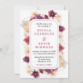 Invitación Elegant Winter Hellebore Floral Burgundy Wedding