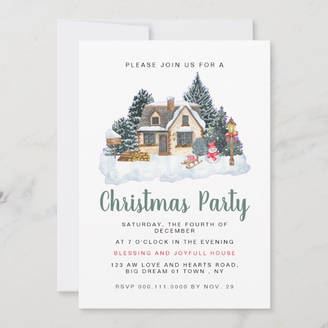 Invitación Elegant Winter Nostalgic Vintage Christmas Party (Anverso)