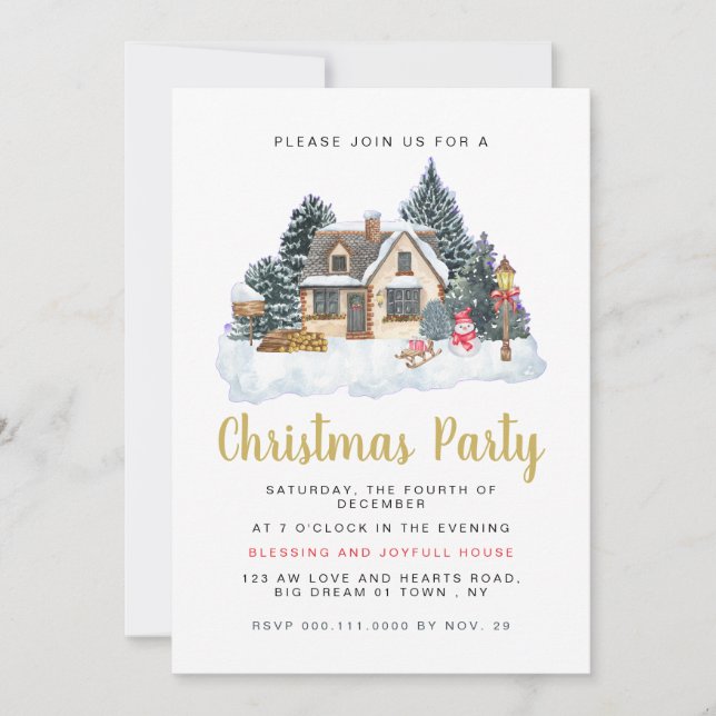 Invitación Elegant Winter Nostalgic Vintage Christmas Party (Anverso)