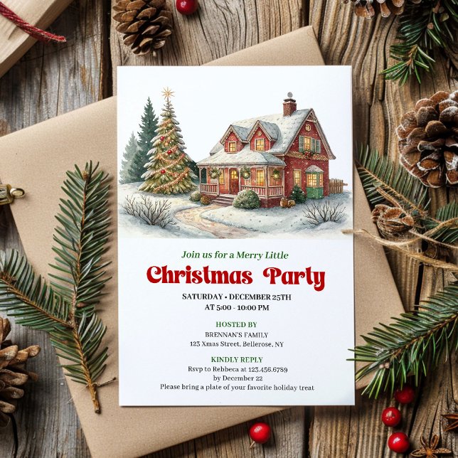 Invitación Elegant Winter Scene Minimal Christmas Invitation (Elegant Winter Scene Minimal Christmas Invitation)