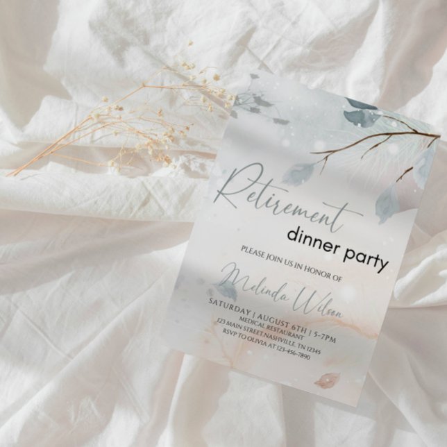Invitación Elegant Winter Snowfall Retirement Party (Subido por el creador)