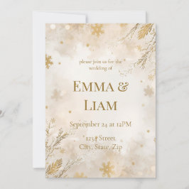 Invitación Elegant Winter Wedding Invitation | Ivory & Gold