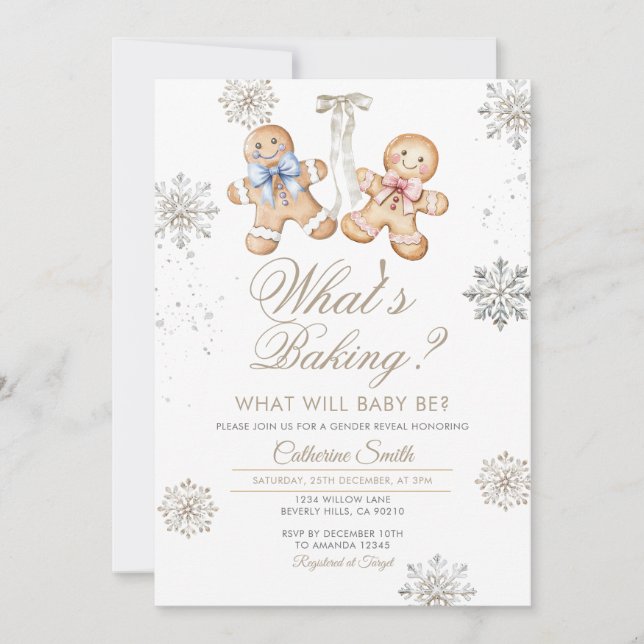 Invitación Elegant Winter What’s Baking Gender Reveal (Anverso)