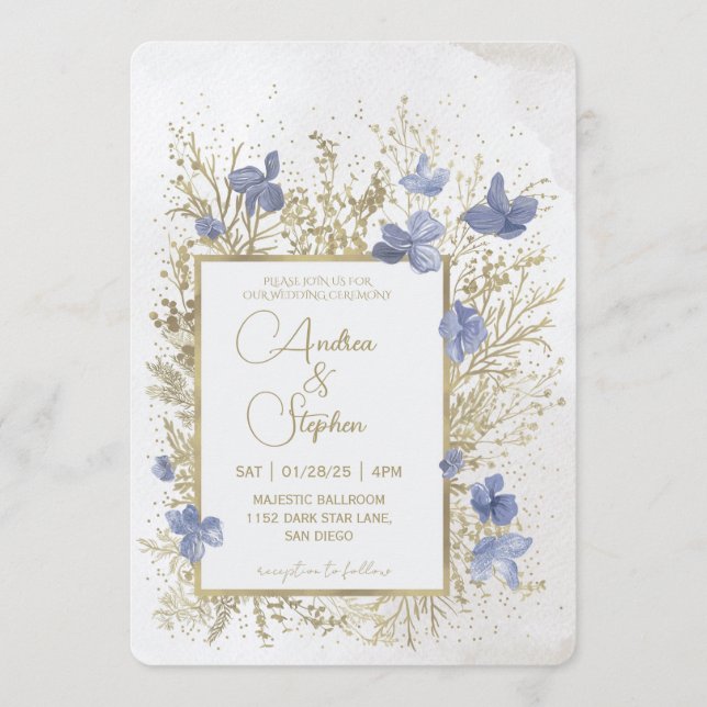 Invitación Elegant Wintry Foliage Winter Wedding (Anverso)