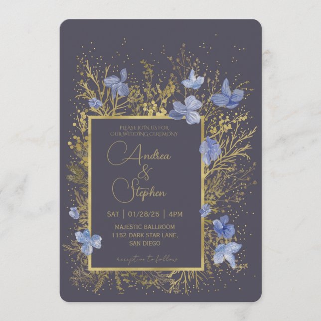 Invitación Elegant Wintry Foliage Winter Wedding (Anverso)