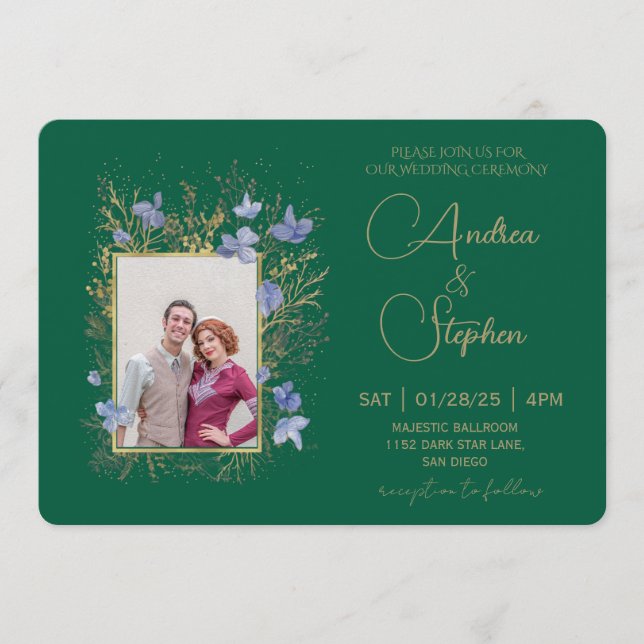 Invitación Elegant Wintry Foliage Winter Wedding (Anverso)