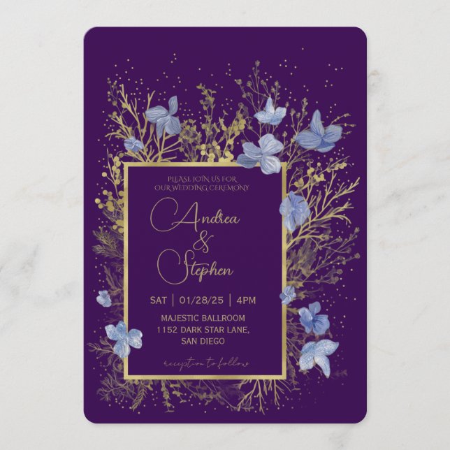 Invitación Elegant Wintry Foliage Winter Wedding (Anverso)