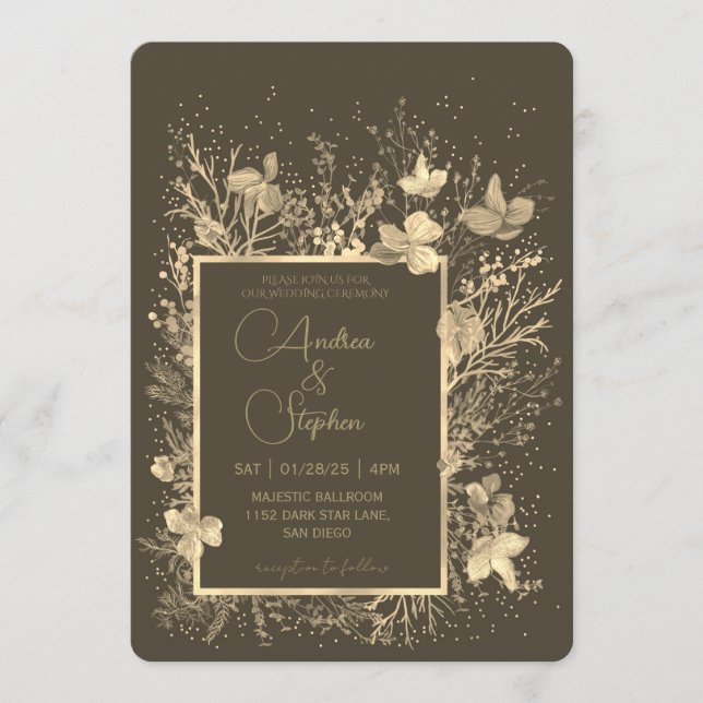 Invitación Elegant Wintry Foliage Winter Wedding (Anverso)