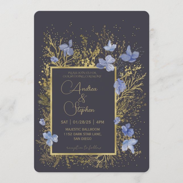 Invitación Elegant Wintry Foliage Winter Wedding (Anverso)