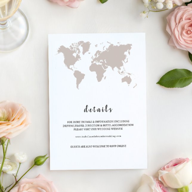 Invitación ELEGANT World Map Wedding details (Subido por el creador)