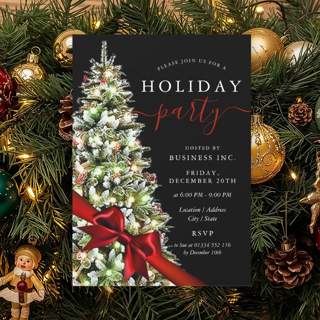 Invitación Elegant Xmas Tree Bow Corporate Holiday Party  (Elegant Xmas Tree Bow Corporate Holiday Party Invitation)