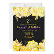 Elegant Yellow and Gold Flowers Birthday Party