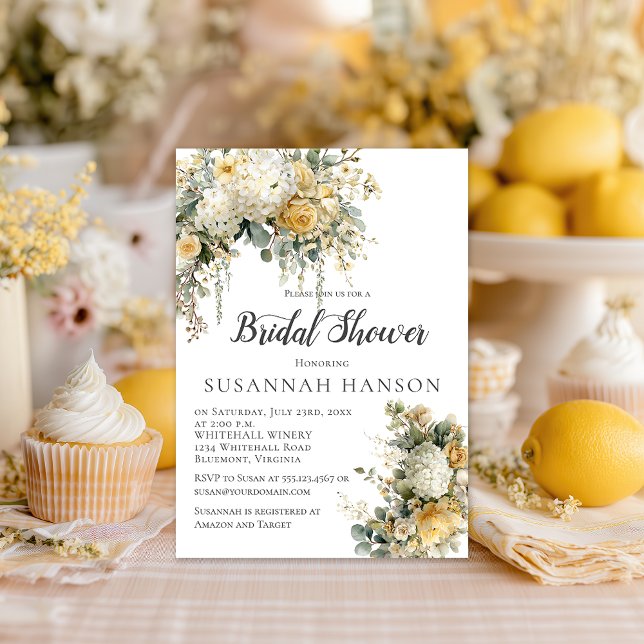 Invitación Elegant Yellow and Ivory Floral Bridal Shower | (Subido por el creador)