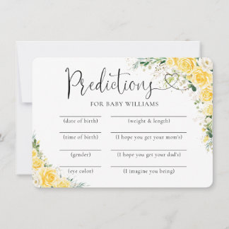 Invitación Elegant Yellow Baby Shower Predictions Card