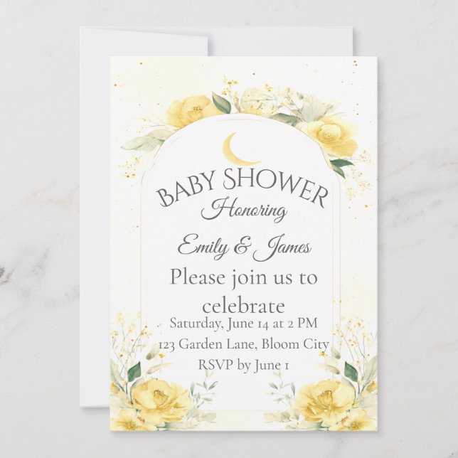 Invitación Elegant Yellow Daffodil Baby Shower Invitation (Anverso)
