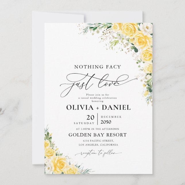 Invitación Elegant Yellow Floral Wedding Invitation (Anverso)