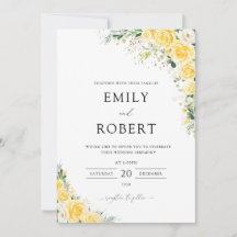Elegant Yellow Floral Wedding Invitation