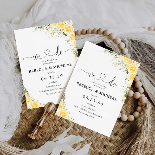 Invitación Elegant Yellow Floral Wedding Invitation (Subido por el creador)