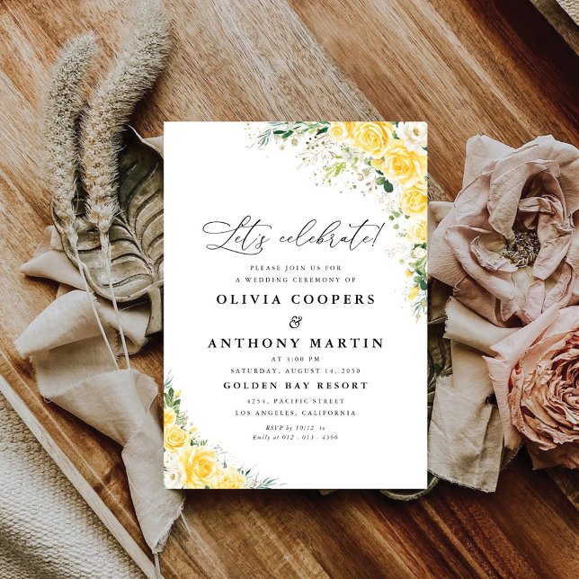 Invitación Elegant Yellow Floral Wedding Invitation (Subido por el creador)