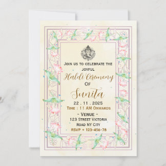 Invitación Elegant Yellow Haldi Ceremony Invitation Card