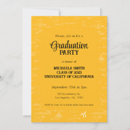 Invitación Elegant Yellow Hand-Lettering Math Graduation