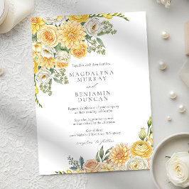 Invitación Elegant Yellow Peach & Sage Green Floral Wedding