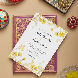 Invitación Elegant Yellow Rose Wedding Invite
