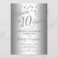 Elegante 10º Aniversario de Boda - Plata Blanco