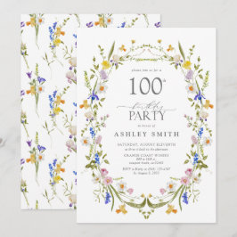 Invitación Elegante 100 aniversario fiesta de cumpleaños acua