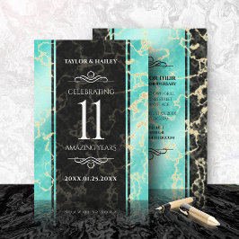 Invitación Elegante 11º Aniversario Boda Turquesa