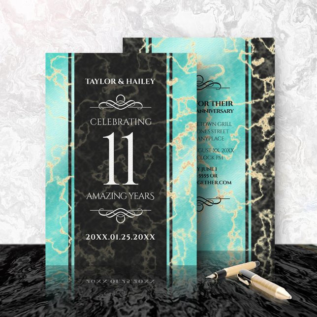 Invitación Elegante 11º Aniversario Boda Turquesa (Subido por el creador)