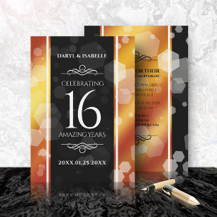 Invitación Elegante 16º Aniversario del Boda de Topaz de Oro