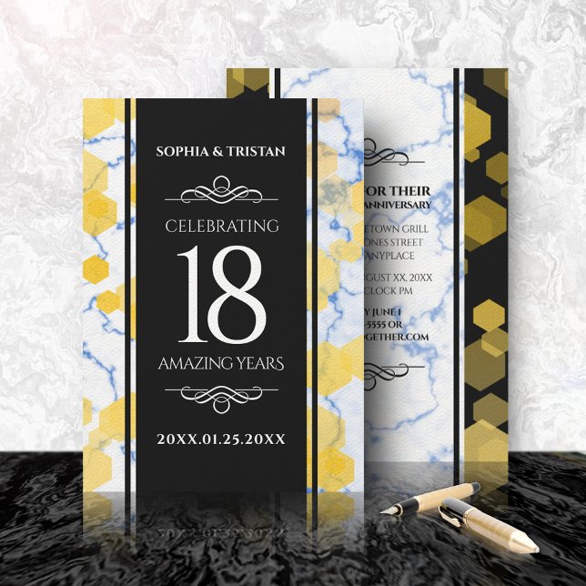 Invitación Elegante 18º Aniversario del Boda de Porcelana (Subido por el creador)