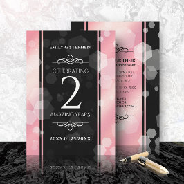 Invitación Elegante 2º Rosa Aniversario del Boda del Cuartz