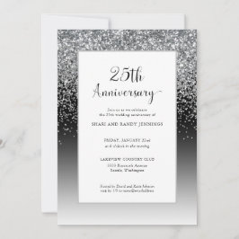 Invitación Elegante 25º aniversario de Boda de la Espuma Plat