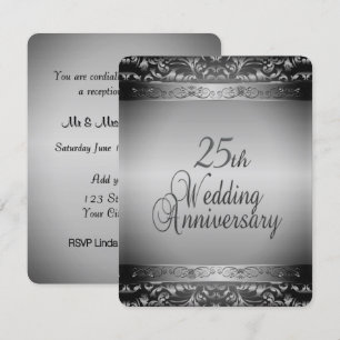 Invitación Elegante 25° Aniversario Boda
