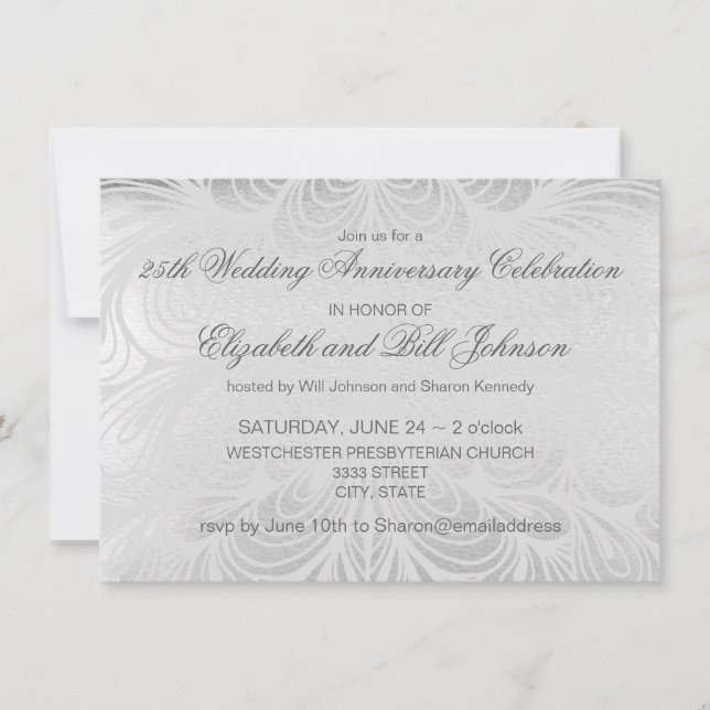 Invitación Elegante 25° aniversario Boda de Plata (Anverso)
