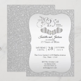 Invitación Elegante 25 Aniversario Plata Brillante