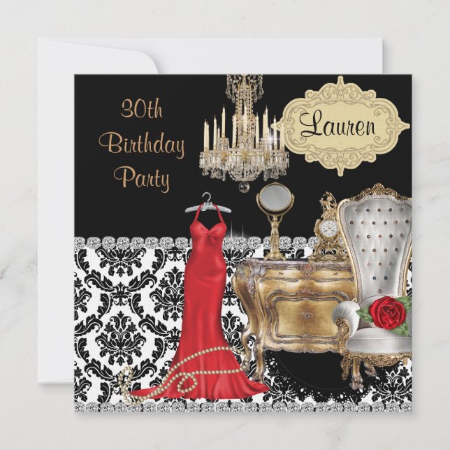 Invitación Elegante 30º CUMPLEAÑOS VINTAGE BLING Invitation (Anverso)