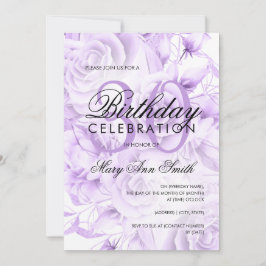 Invitación Elegante 30.º Fiesta de cumpleaños Morado Floral