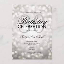 Invitación Elegante 30.º Fiesta de cumpleaños Purpurina Plata