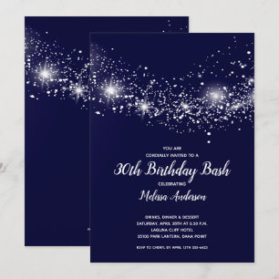 Invitación Elegante 30 años de la marina azul de las estrella