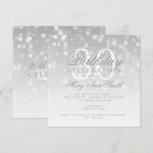 Invitación Elegante 30 años luz de espuma de bokeh plateado