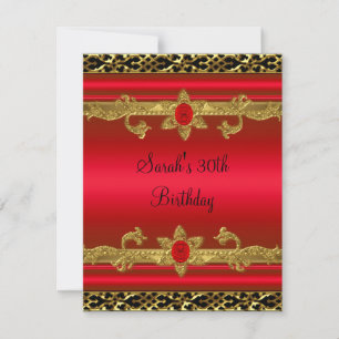 Invitación Elegante 30 cumpleaños Fiesta rico oro rojo negro 