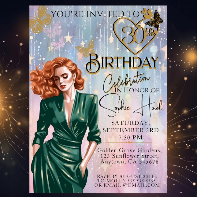 Invitación Elegante 30 cumpleaños Invite a Shabby Chic Pink,  (Subido por el creador)