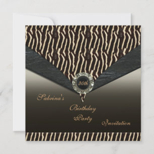 Invitación Elegante 30 Metal Negro Joya Animal