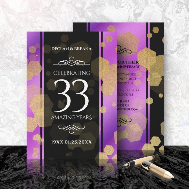 Invitación Elegante 33° Aniversario del Boda Ametista (Subido por el creador)