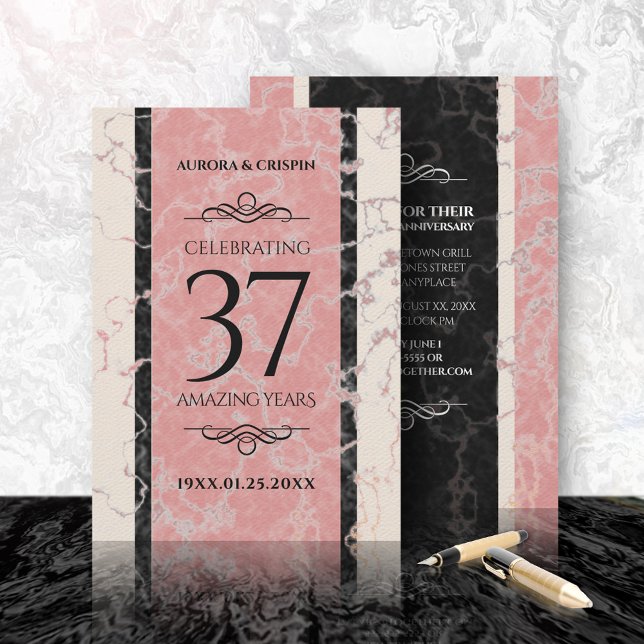 Invitación Elegante 37° Aniversario del Boda de Alabastro (Subido por el creador)